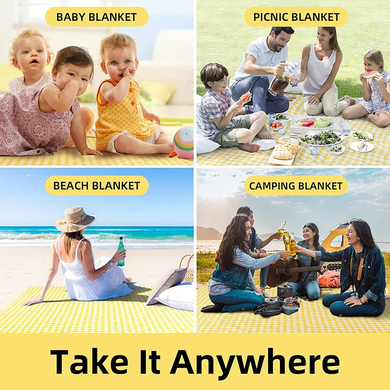 Ultrasonic Quilted Wholesale Outdoor Large Portable Foldable Sand Proof Custom Recycled Waterproof Picnic Blanket Camping Mat